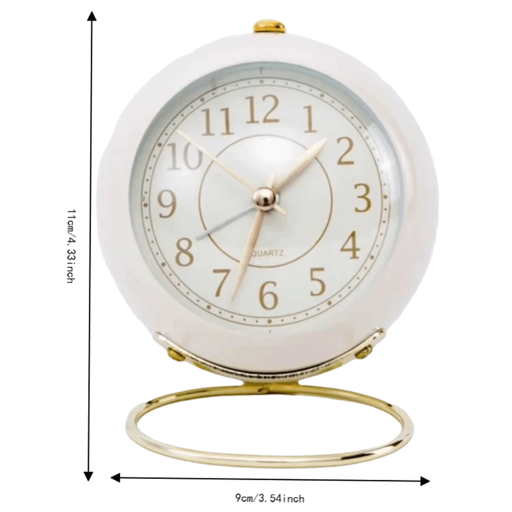 Classic Round Quartz Alarm Clock – Silent Bedside Clock