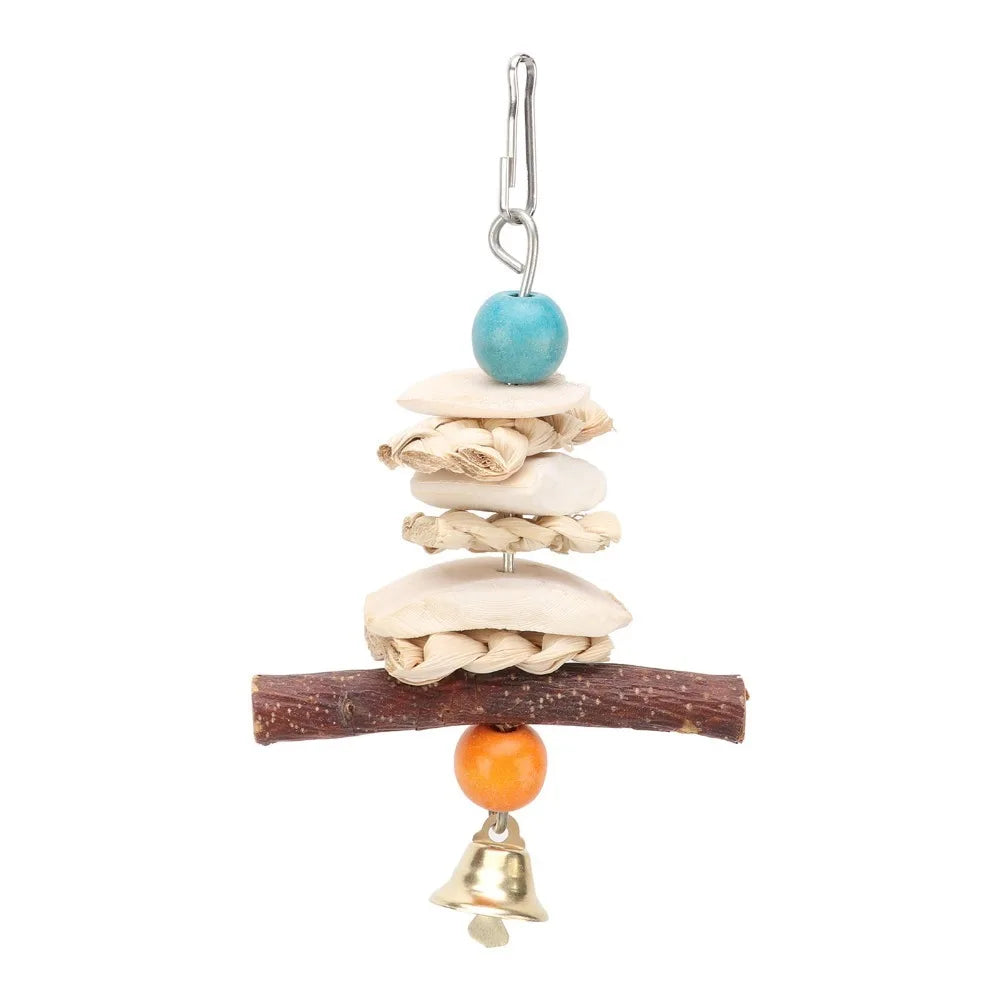 Parrot Cuttlebone Chew Toy with Bell – 15cm Hanging Cage