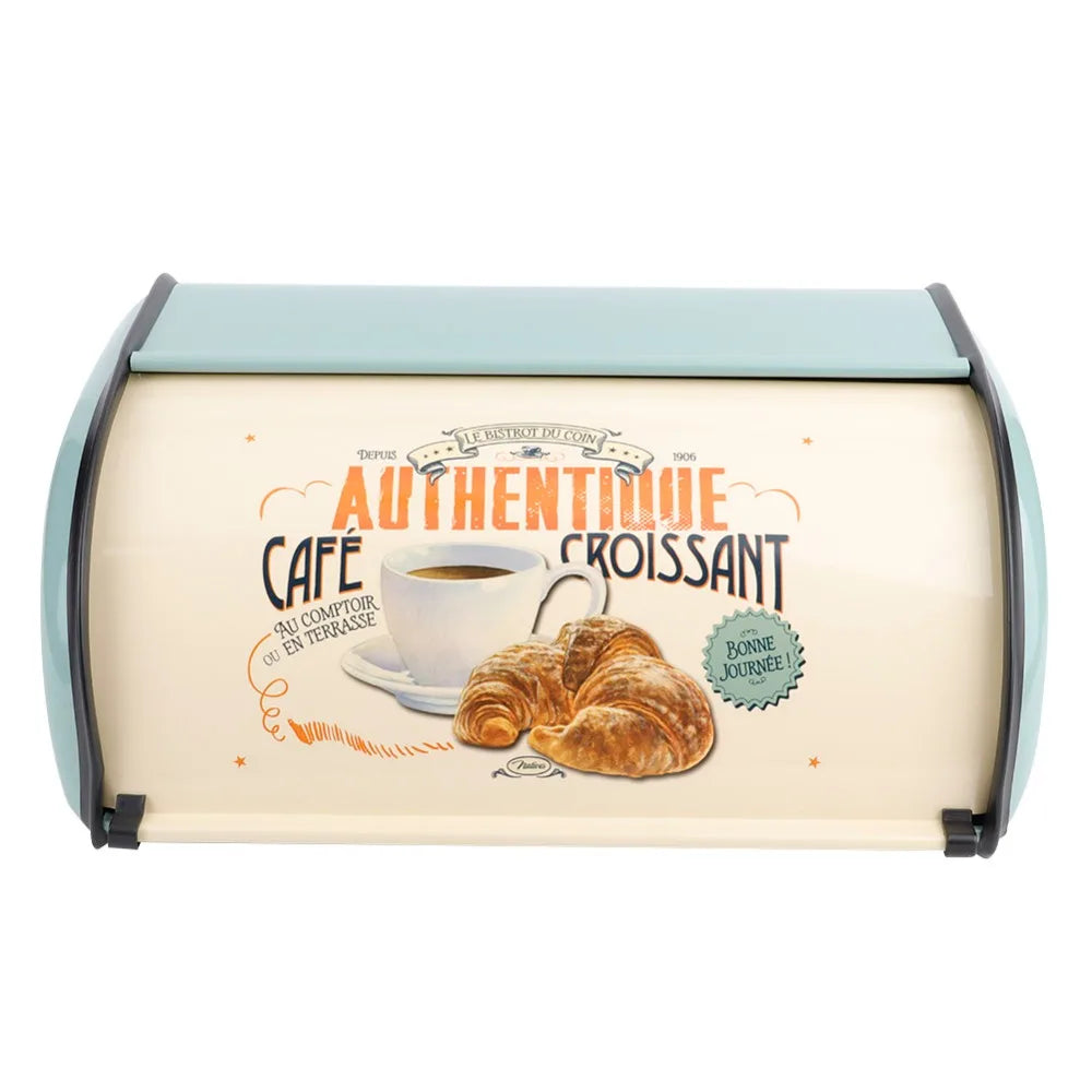 Large Metal Roll Top Bread Box 4.5L – Red & Blue Kitchen Storage