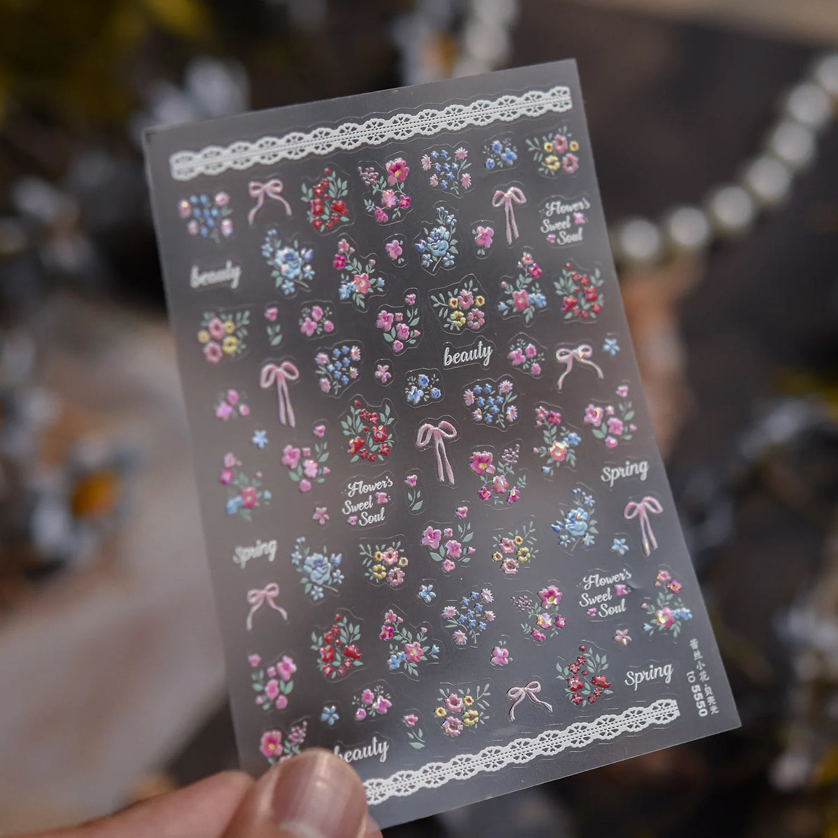 Kawaii Sakura 5D Nail Art Stickers – Pink Cherry Blossom Decals