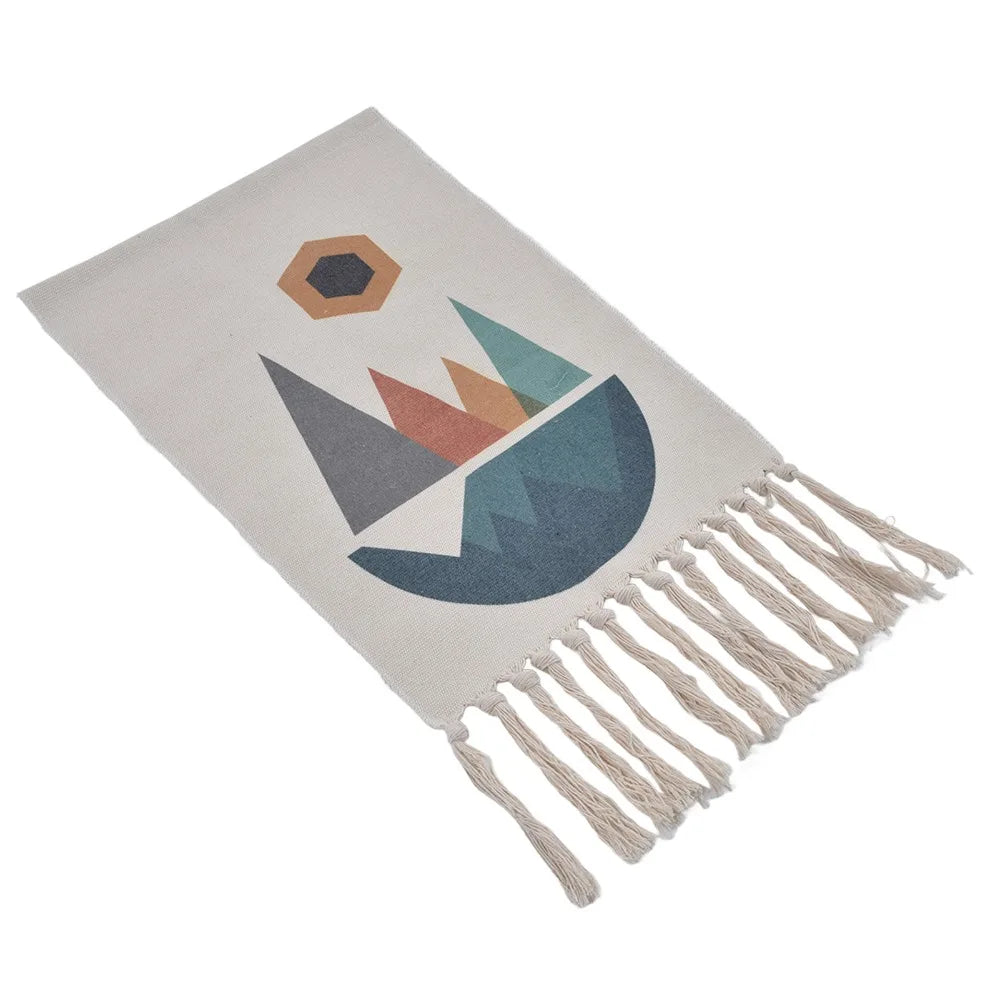 Boho Macrame Wall Hanging Tapestry 27in Tassel Linen Décor