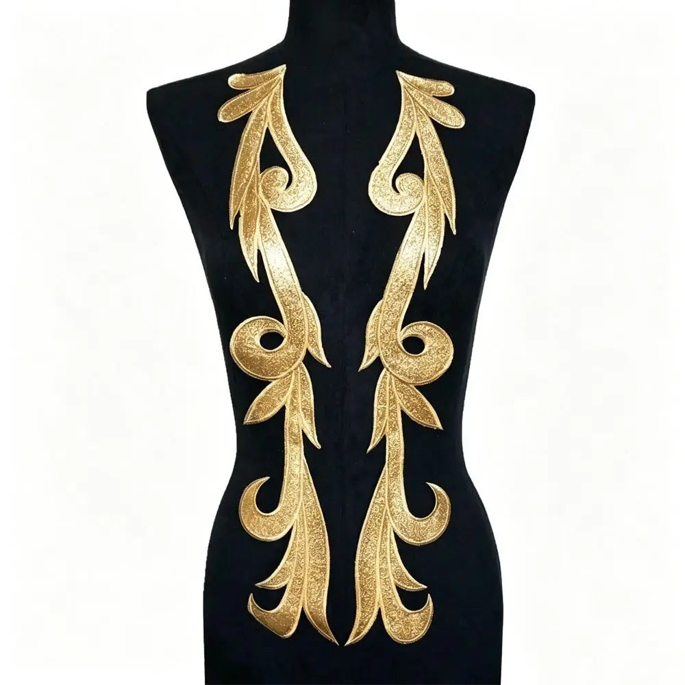 Gold Silver Sequin Baroque Embroidery Applique Patches – 2 Pcs