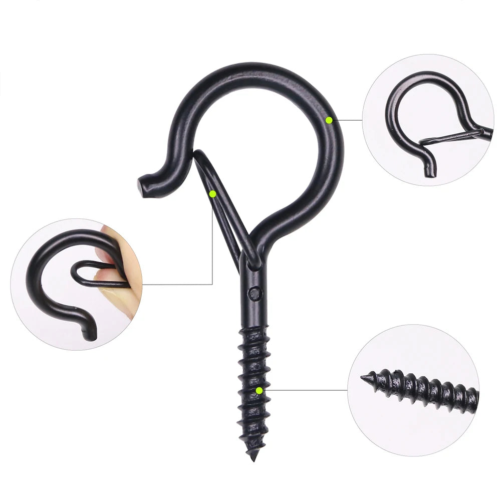 Black Metal Screw Ceiling Hooks – Plants, String & Xmas Lights