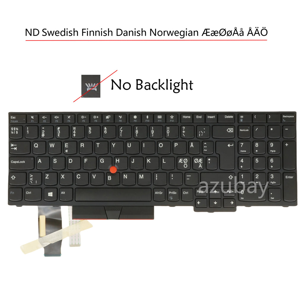 Nordic Keyboard Lenovo ThinkPad T590 T15 P15s Gen1 No Backlit