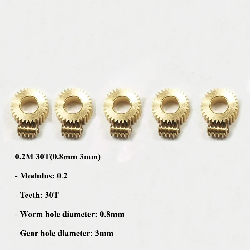 Modulus 0.2 Brass Worm Gear Set 90° Reduction for RC DIY Models