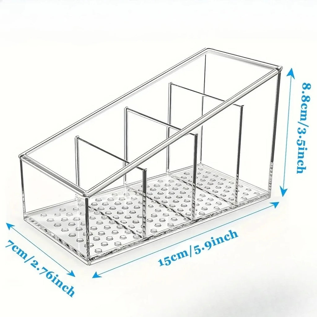 Clear 4-Compartment Remote Holder & Desk Organizer