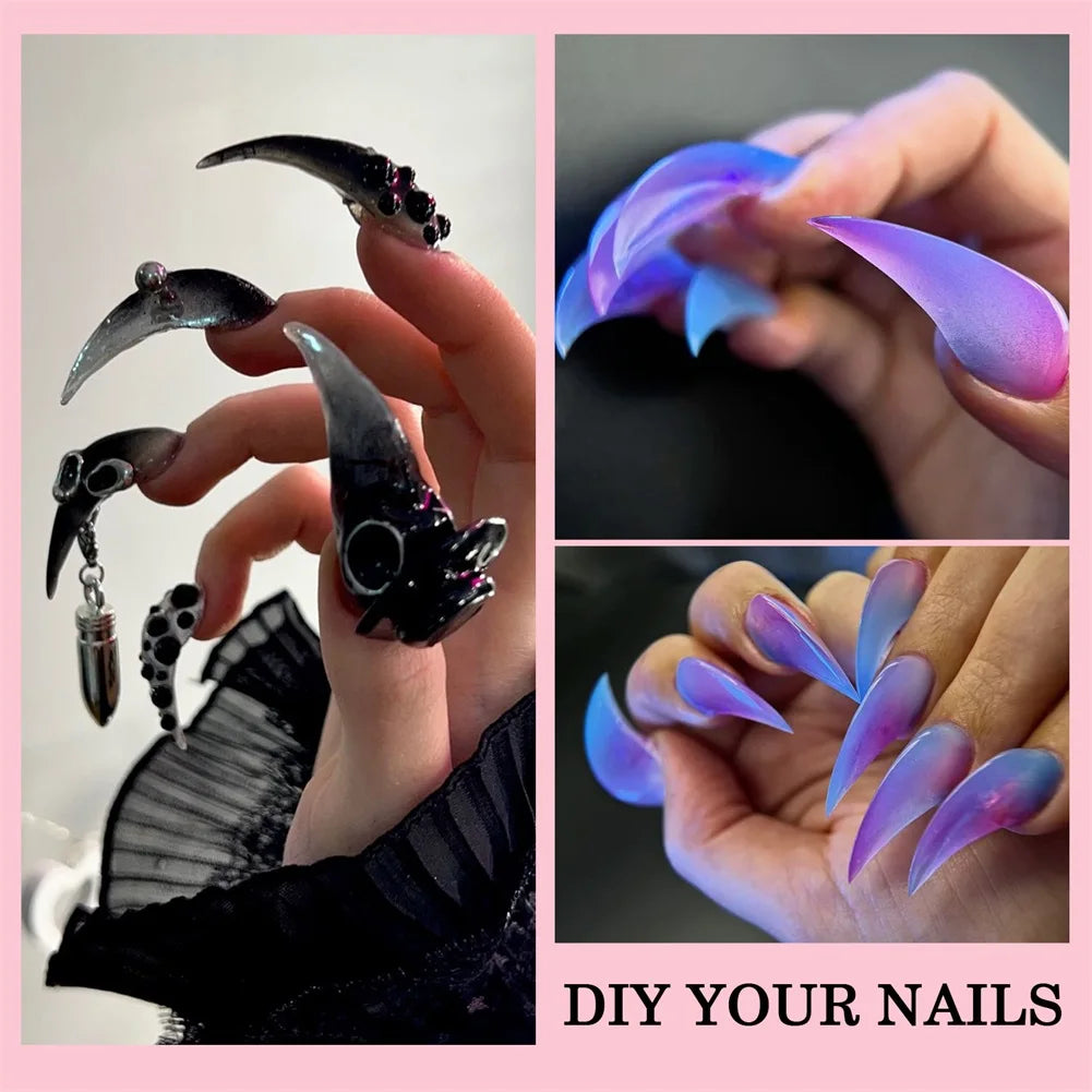 140pc Dragon Claw Nail Extension Molds – Full Cover Gel Kit