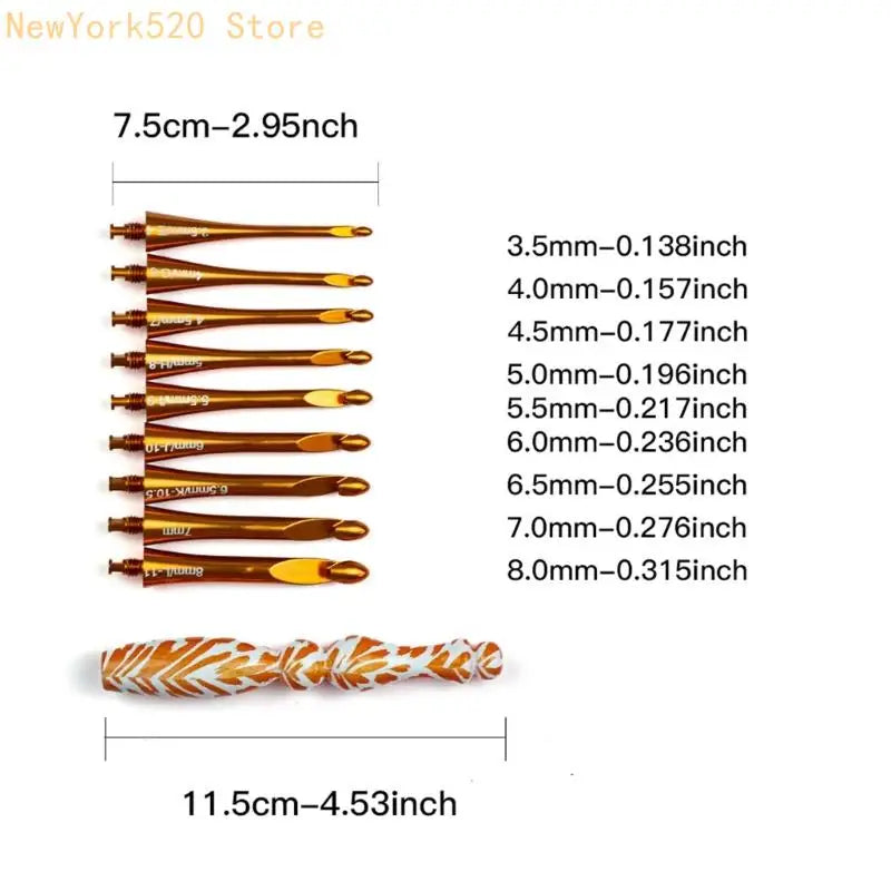 Interchangeable Aluminium Crochet Hook Set – Multi-Size ABS Handle