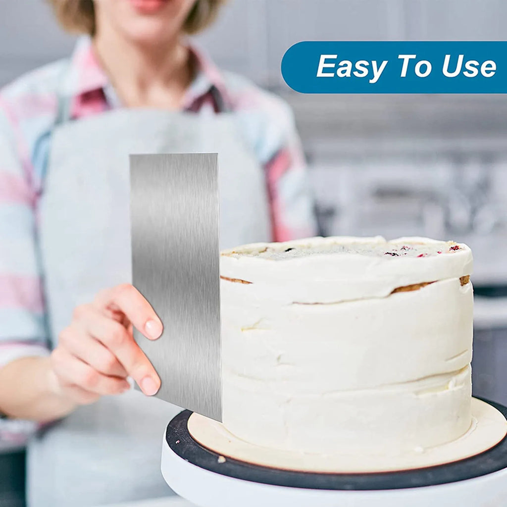 10-Inch Stainless Steel Cake Scraper & Decorating Comb – 2 Pc