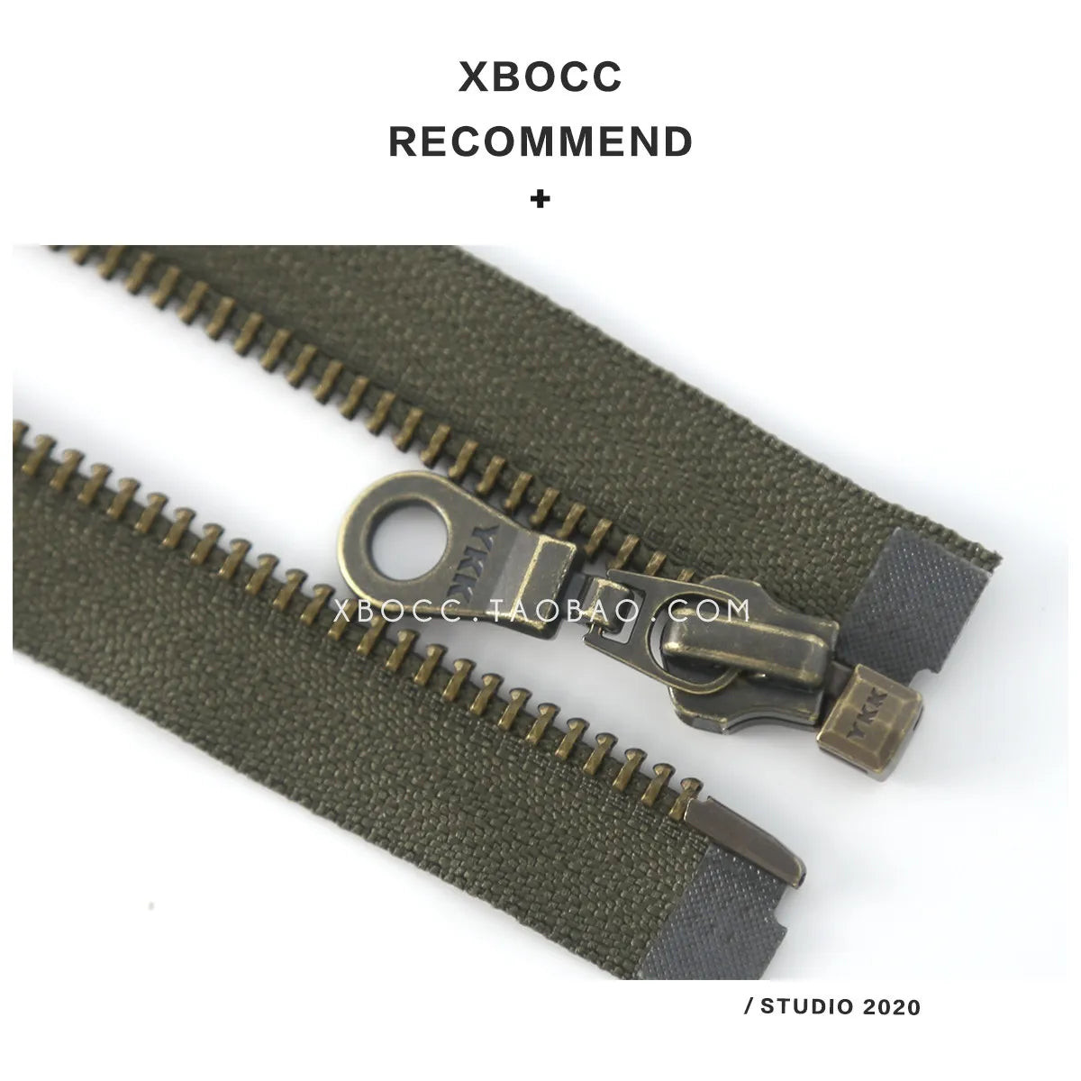 YKK No.5 Bronze Metal Zipper Army Green Cloth Nickel-Free
