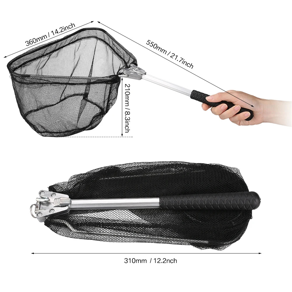 Foldable Telescopic Fish Landing Net – Collapsible Nylon Mesh