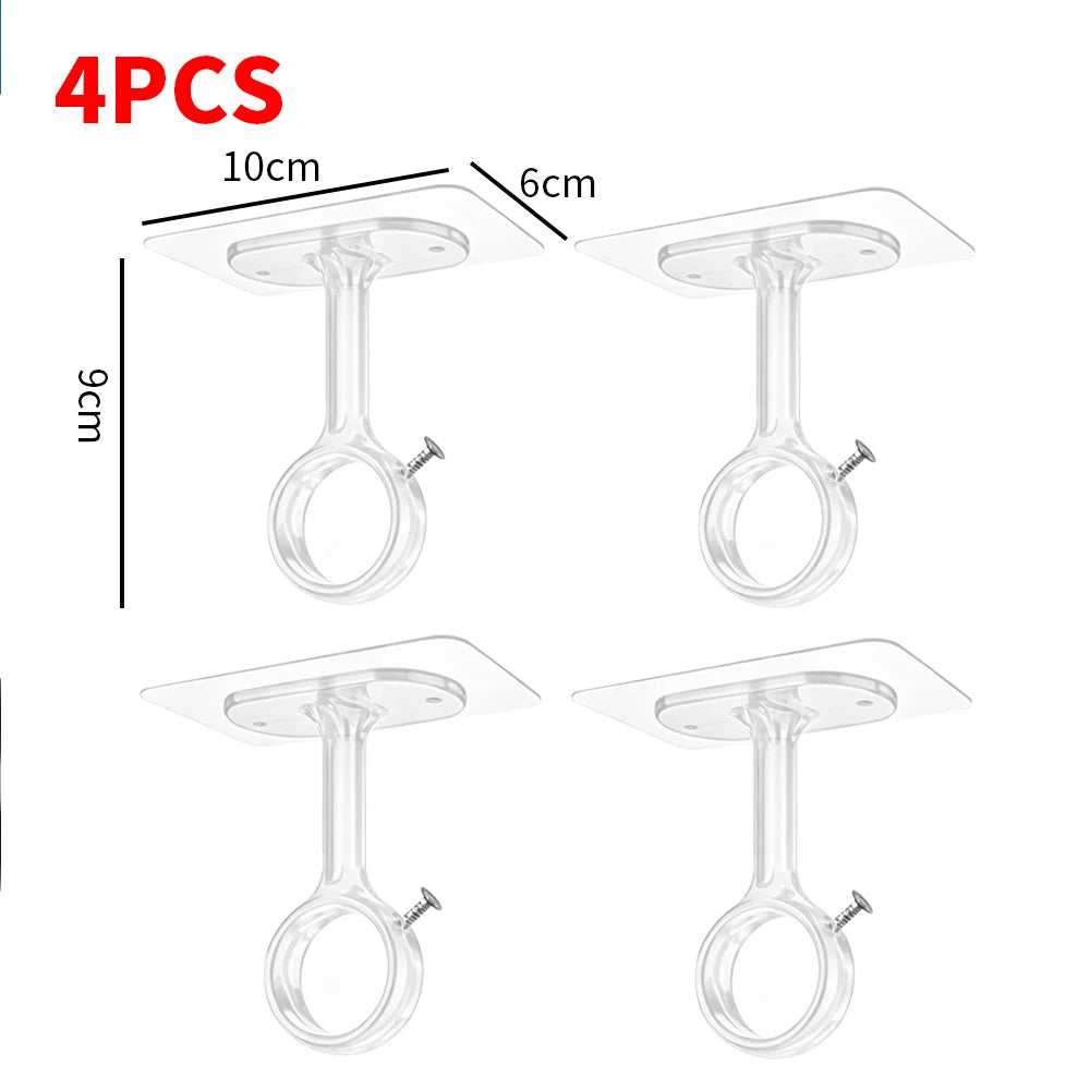 No-Drill Curtain Rod Brackets – Adhesive Ceiling & Wall Hooks