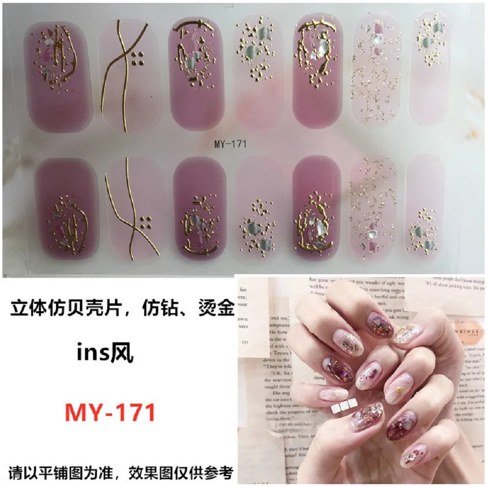 Summer Nail Art Stickers – 14-Tip Full Cover Gel Film Decals