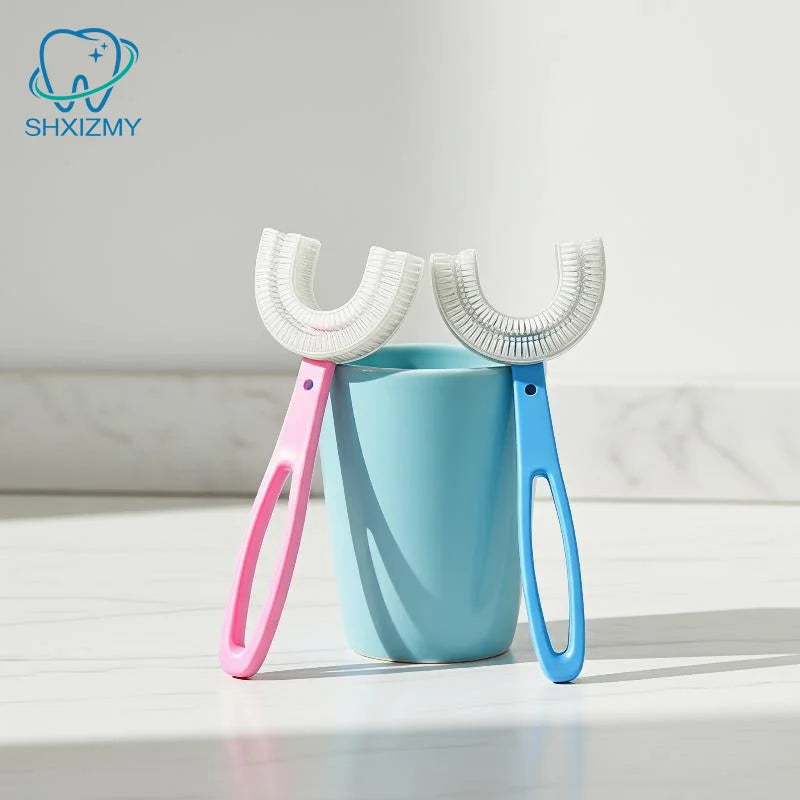 Kids U-Shaped Silicone Toothbrush – Ages 2–12, BPA-Free