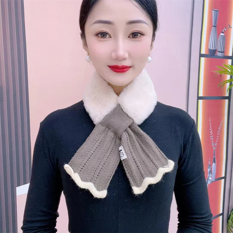 Women's Winter Plush Faux Rabbit Fur Neck Warmer Scarf