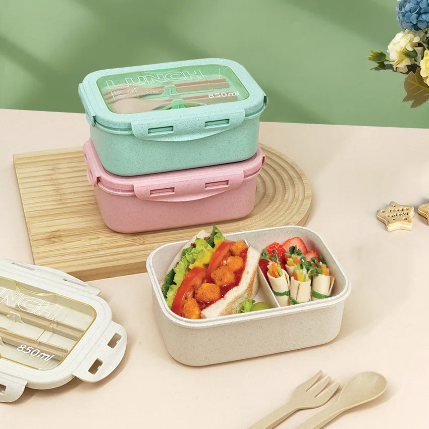 850ml Wheat Straw Bento Box – Microwave-Safe Lunch Container
