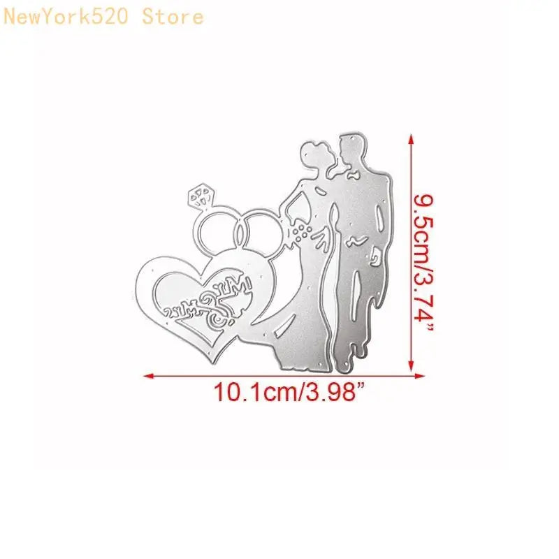 Bride & Groom Ring Metal Cutting Die Stencil – Wedding Crafts