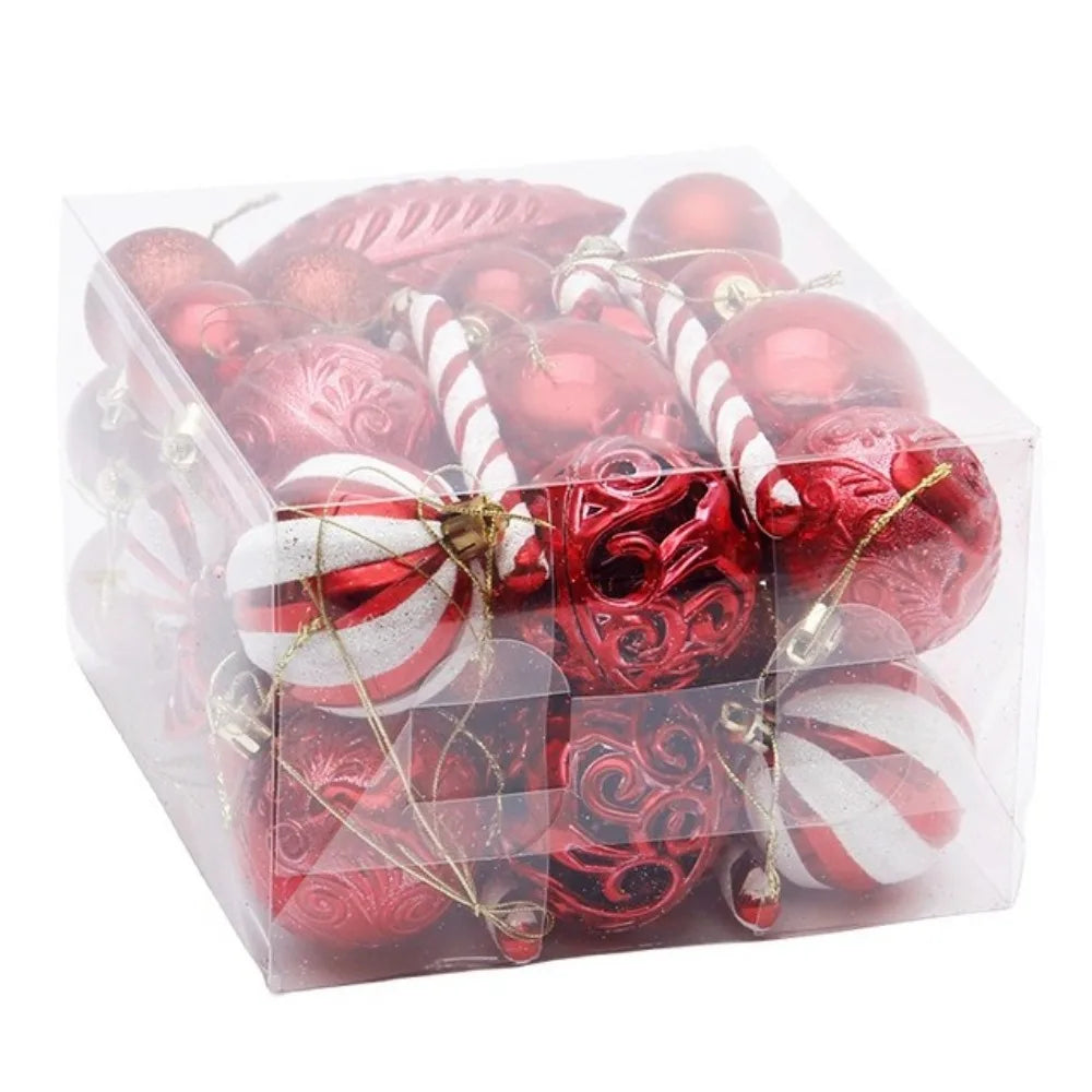40PCS Shatterproof Christmas Ball Ornaments – Candy Cane Design