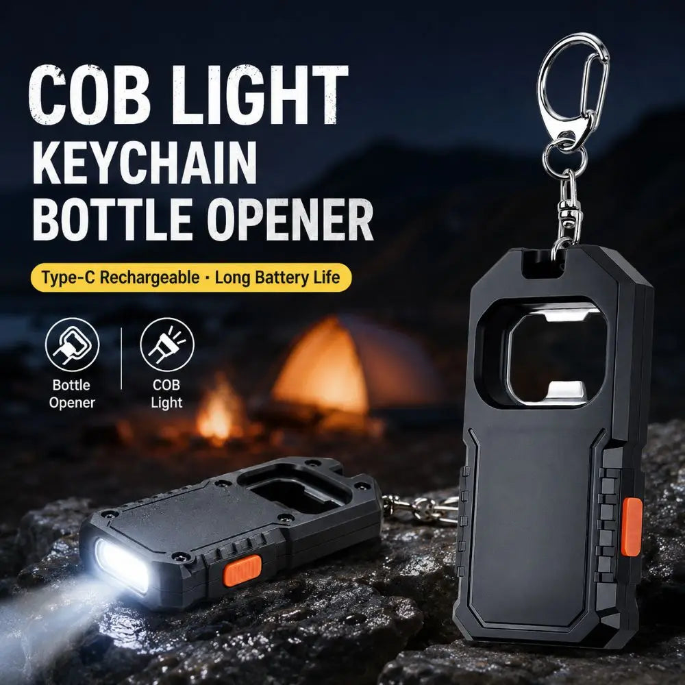 LED COB Keychain Flashlight USB Rechargeable Mini Work Light