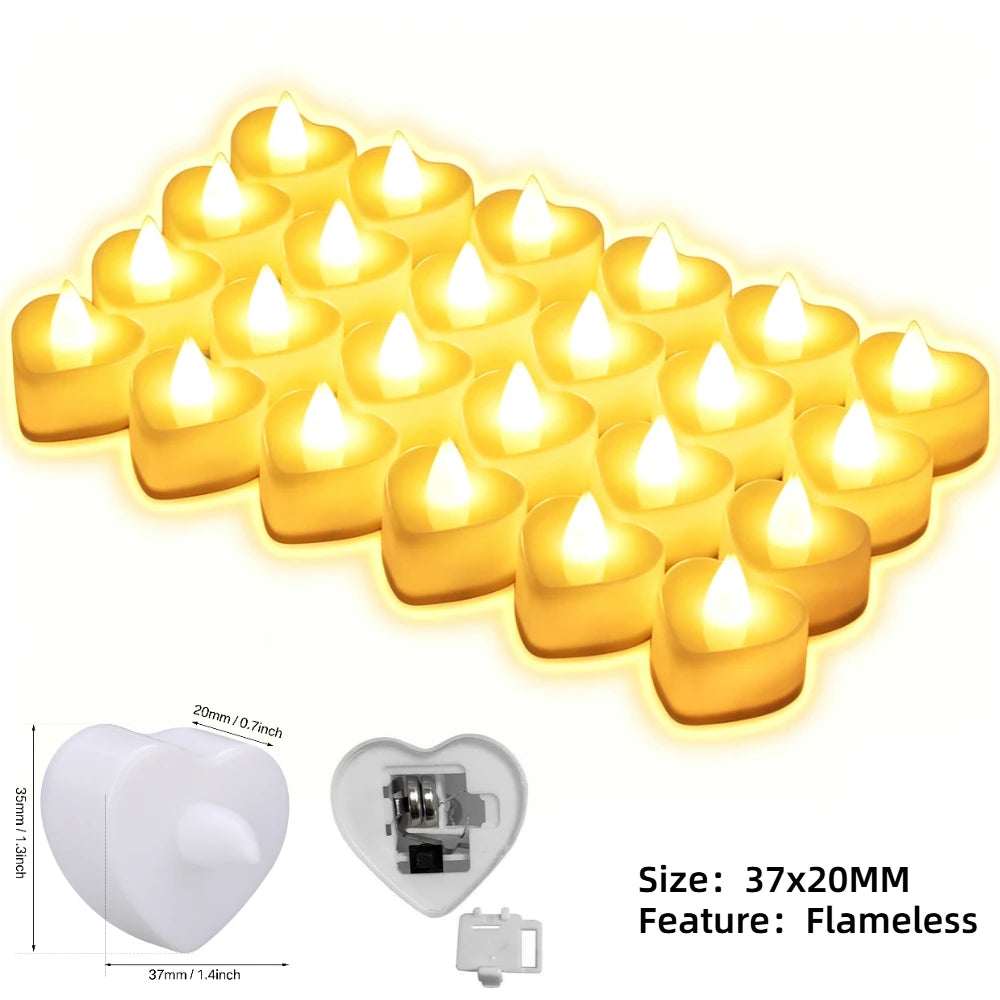 12/24 Pack Flameless LED Tea Light Candles Battery Operated