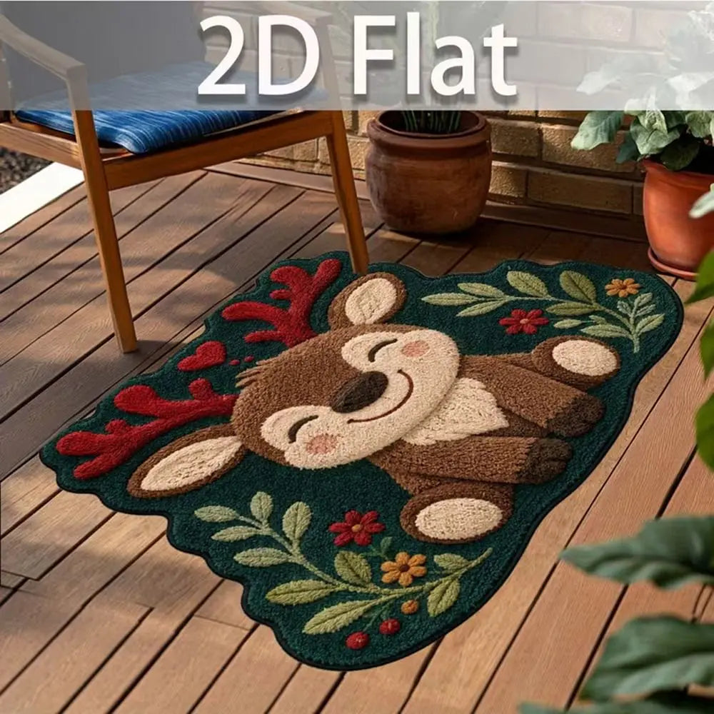 Funny Cat Non-Slip Area Rug – Cartoon Flat Carpet Home Decor