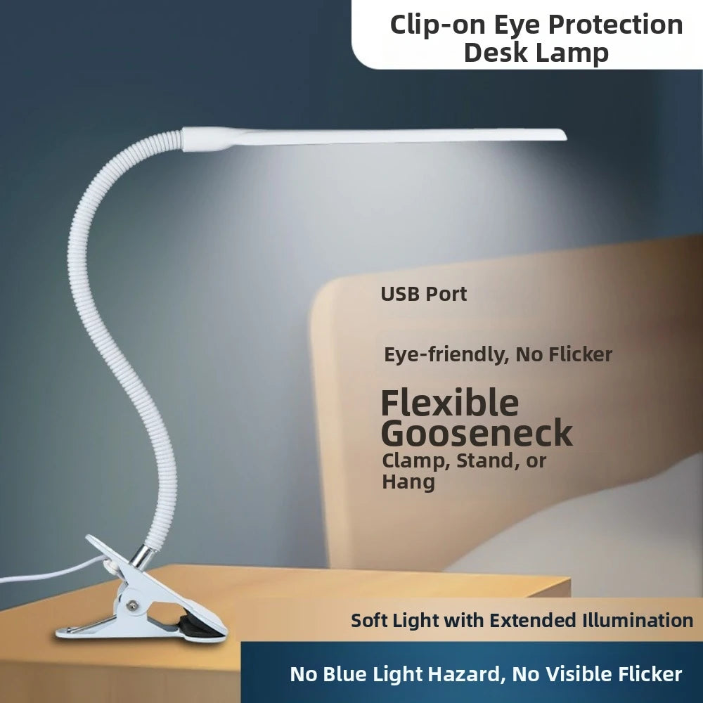 USB Clip-On LED Desk Lamp – Eye-Friendly Reading Light