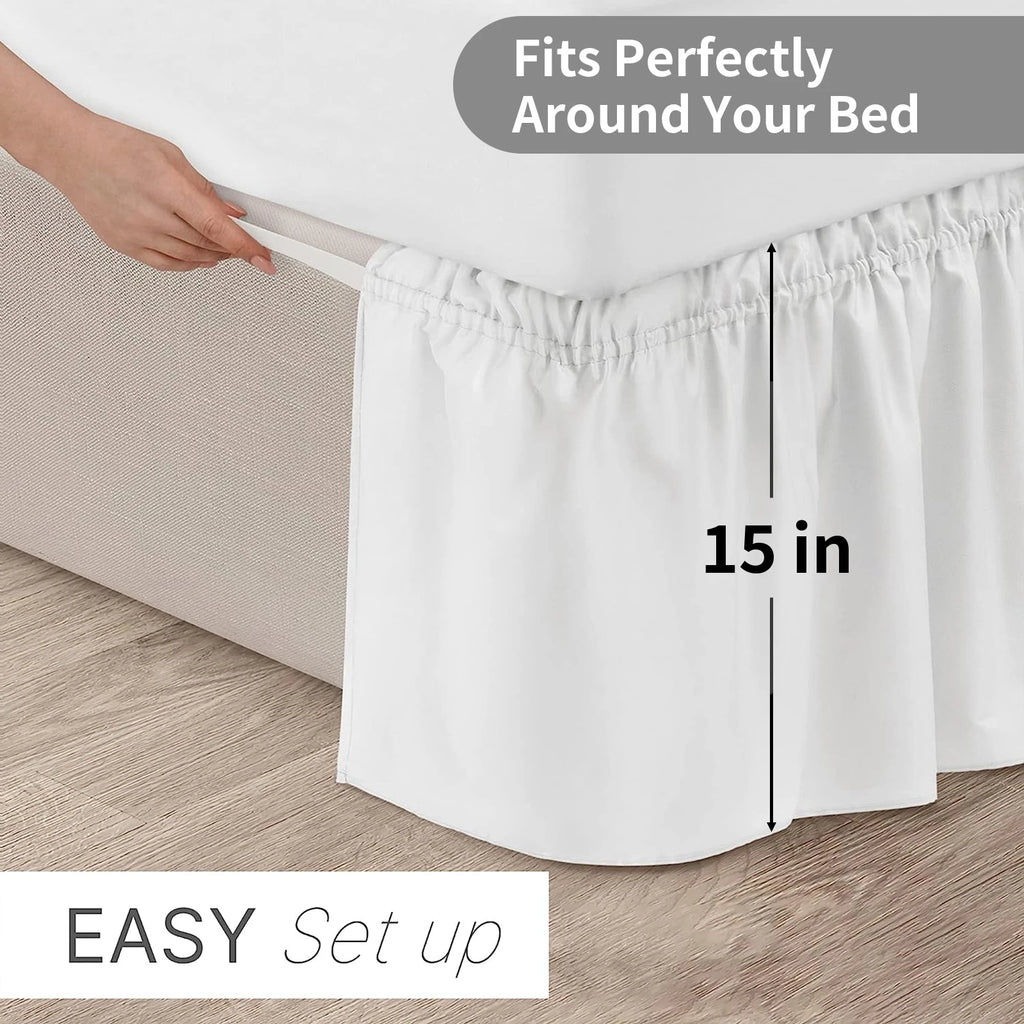 Elastic Wrap Around Bed Skirt – Wrinkle Resistant Dust Ruffle