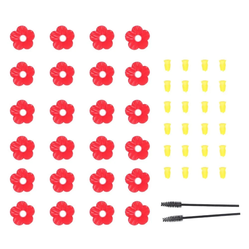 24-Pc Hummingbird Feeder Replacement Flowers 7mm Ports & Brushes