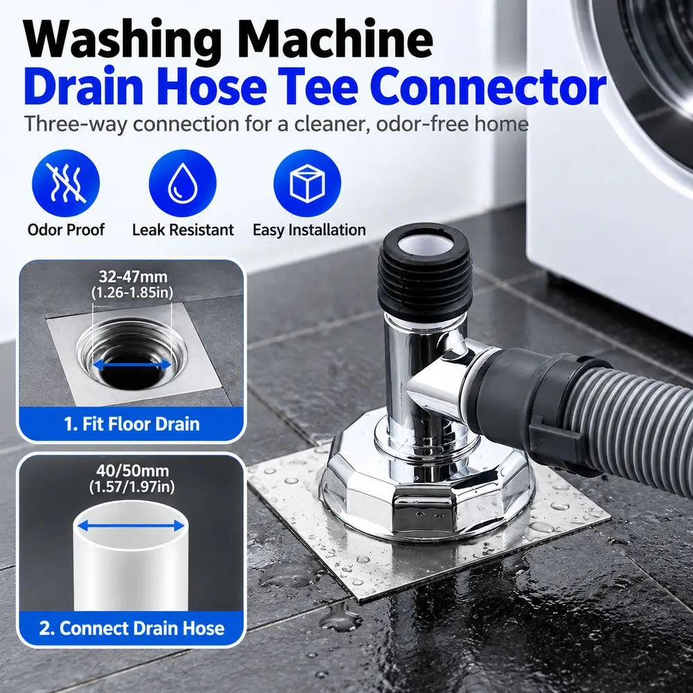 Washing Machine Drain Hose Tee Connector – Chrome Plated
