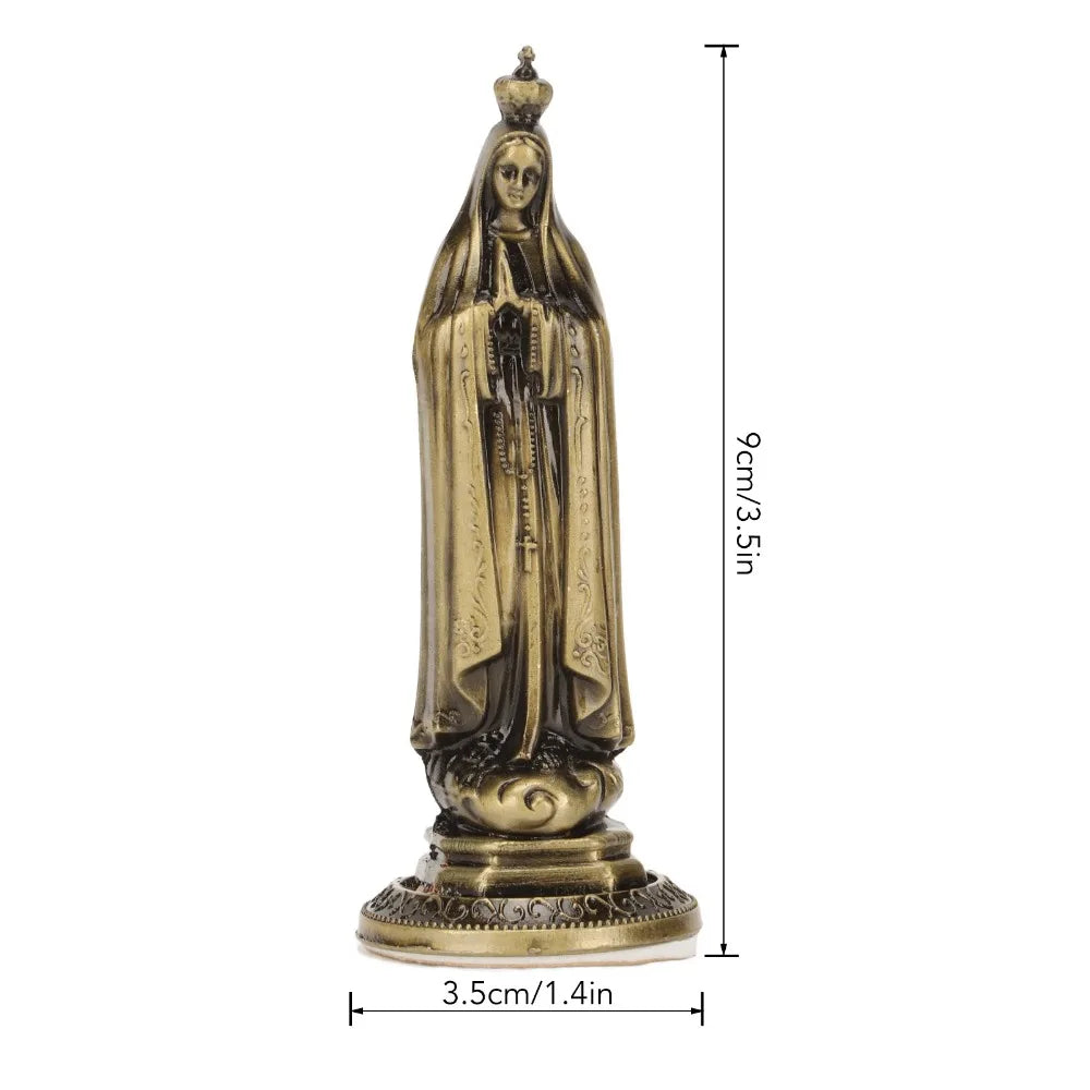 Mini Virgin Mary Statue Zinc Alloy Bronze Madonna Figurine