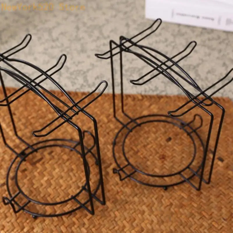 Double-Tier Iron Coffee Mug & Plate Draining Rack – Black