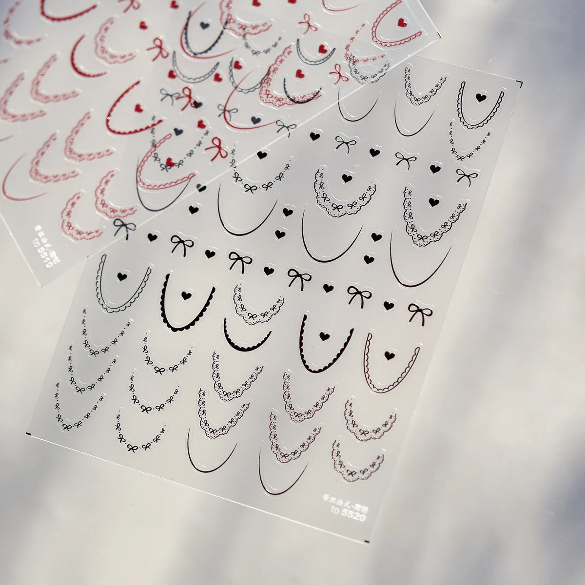 Ballet Nail Stickers – Lace Bow & Strawberry DIY Nail Decals