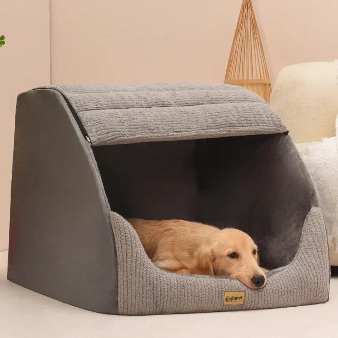 Winter Dog Kennel Bed – Warm Enclosed Villa, Washable Cover