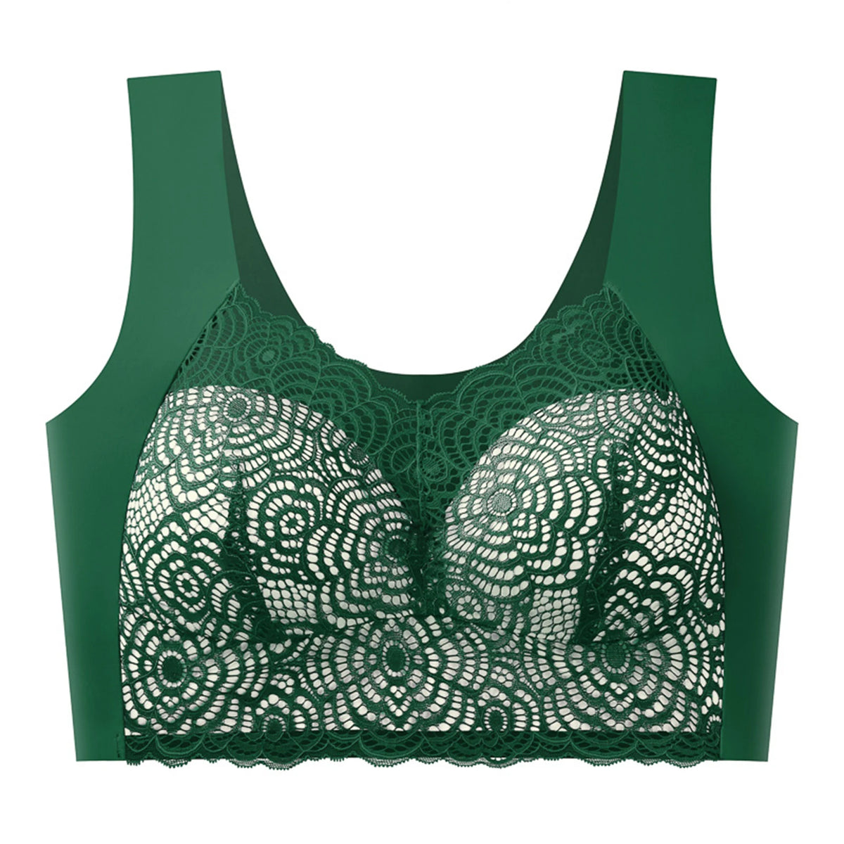 Women's Seamless Wireless Lace Bra – Wire-Free Half Cup Support