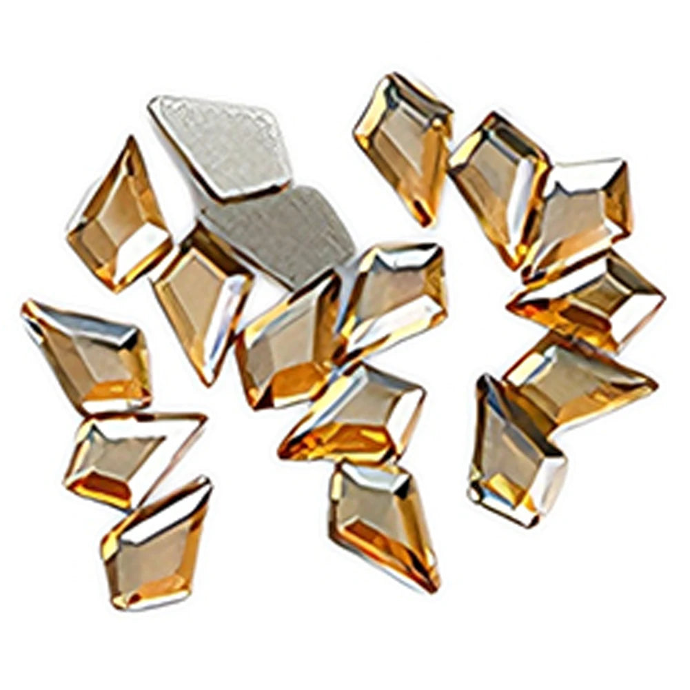 100pcs Champagne Gold Nail Rhinestones – Irregular Crystal Gems Set