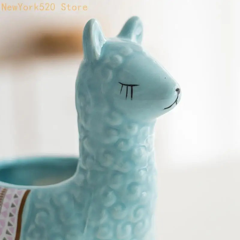 Ceramic Alpaca Flower Pot for Succulents & Small Plants