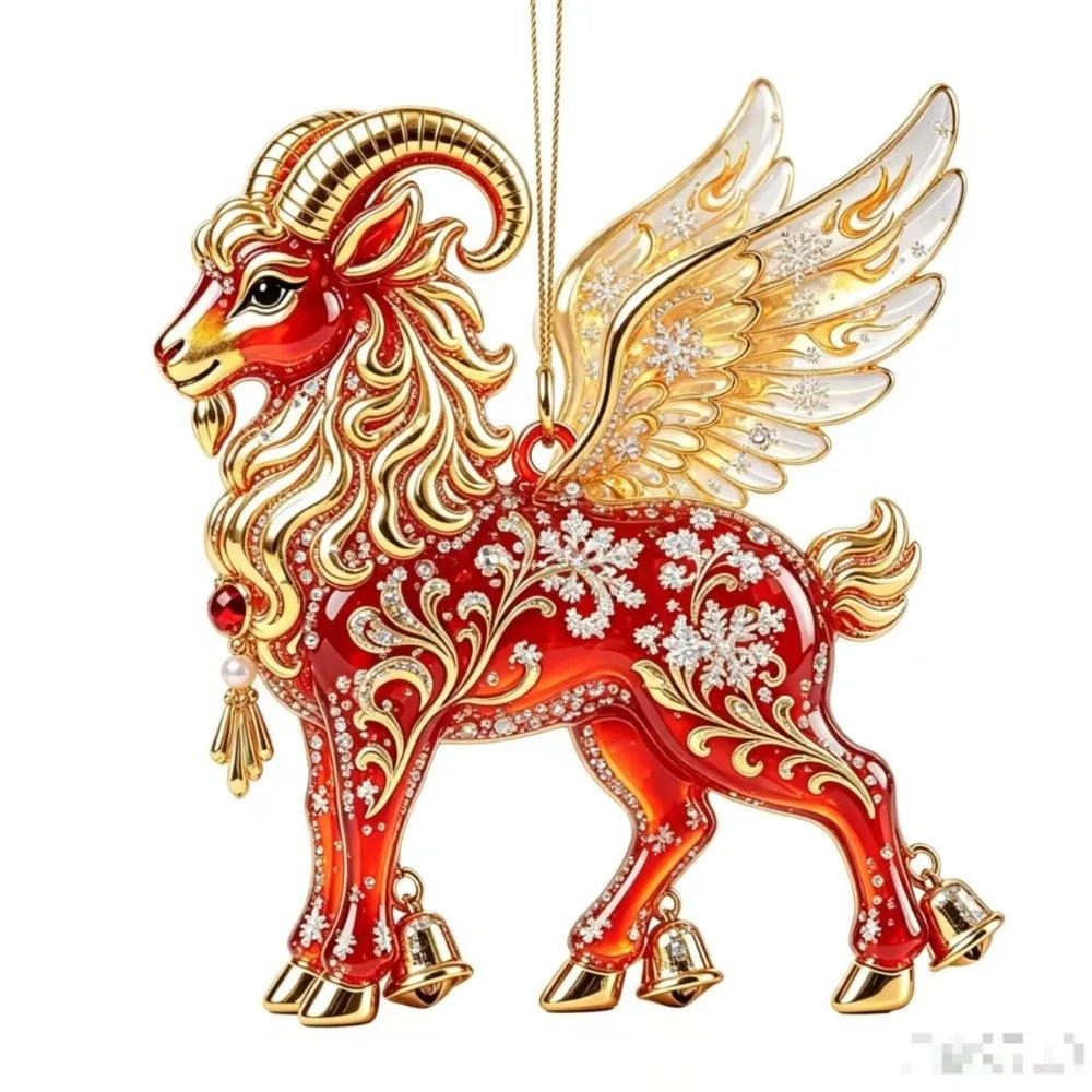 Goat Hanging Ornaments Acrylic Rhinestone Christmas Decor 3/4/5 PCS