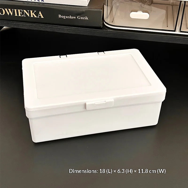 White Flip-Top Plastic Storage Box – Desk Organizer