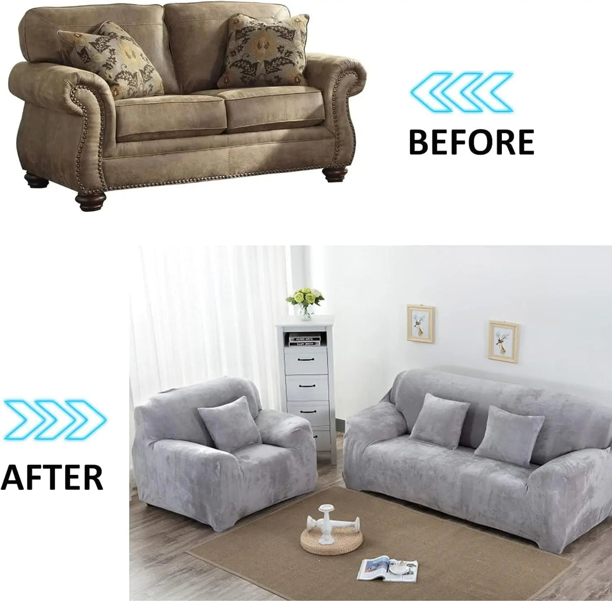 Thick Velvet Stretch Sofa Cover 1–4 Seater Non-Slip Slipcover