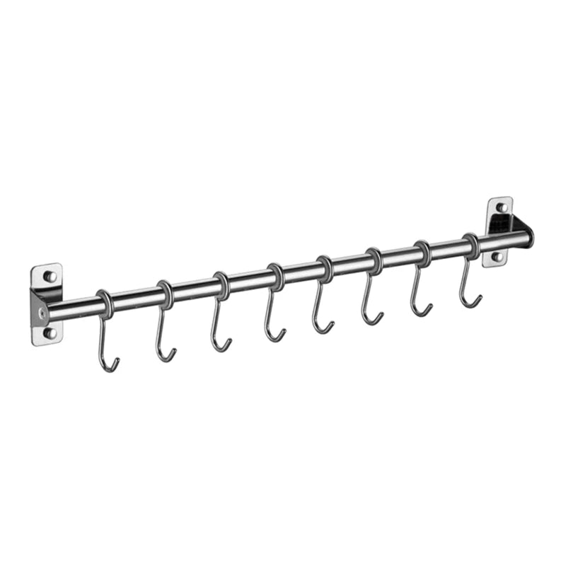 Wall Mounted Stainless Steel Utensil Rack with 6–10 Hooks