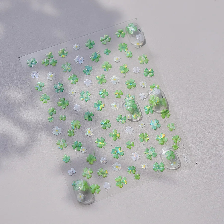 Nail Art Stickers – Clover Jelly Flower Rhinestone Laser Decals