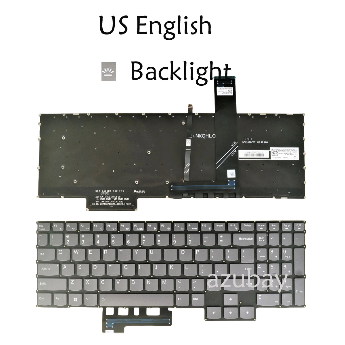 White Backlit Keyboard for Lenovo Legion 5-15ARH7 5-15IAH7 US/Nordic
