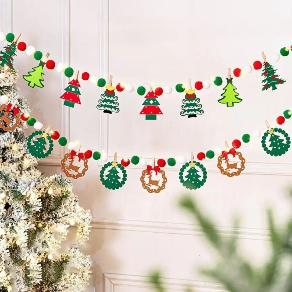 DIY Felt Christmas Banner Set – Furry Balls & LED Lights