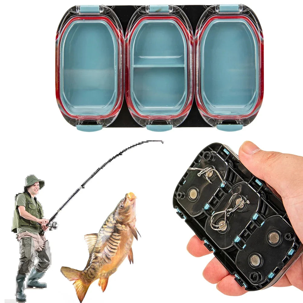 Magnetic Waterproof Fishing Tackle Box – 3 Grid Hook Storage