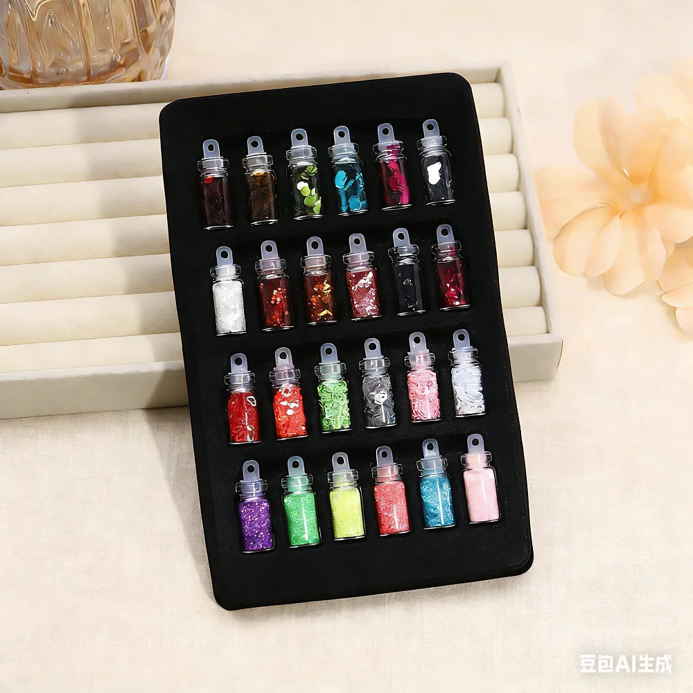 12-Bottle Nail Art Glitter Sequins Set – Face, Hair & Body