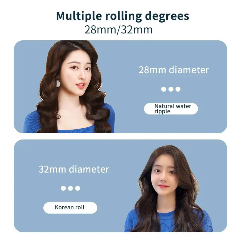 Rotating Ceramic Curling Iron 25/28/32mm – Adjustable Temp