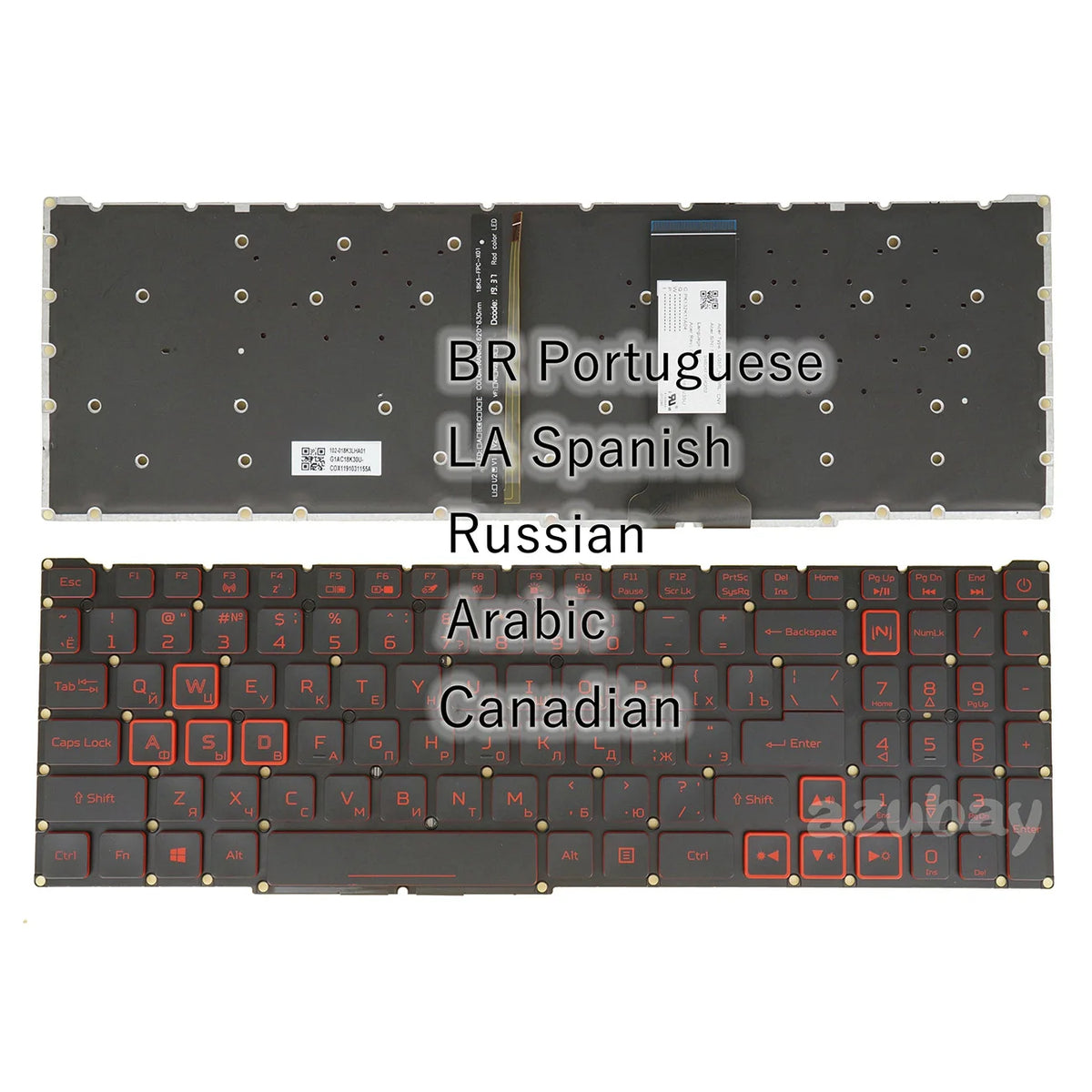 Arabic Red Backlit Keyboard for Acer Nitro AN515-54 AN517-51
