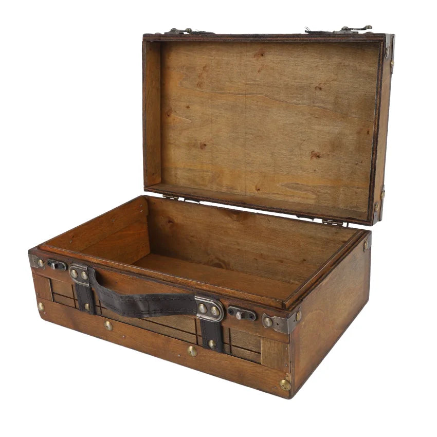 Vintage Wooden Treasure Chest – Jewelry & Storage Trunk