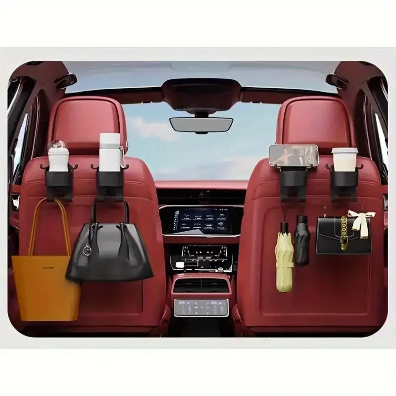 Car Seat Back Organizer – Hooks, Cup Holder & Storage Box