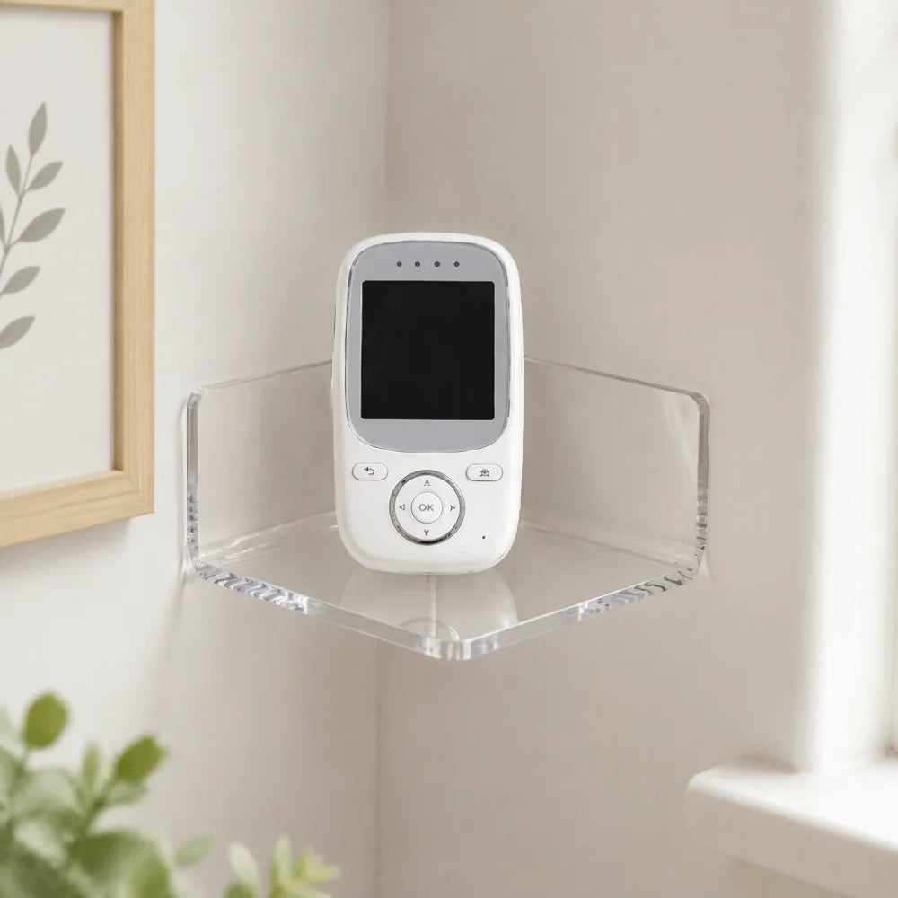 3-Pack Clear Acrylic Floating Corner Wall Shelves – No Drill